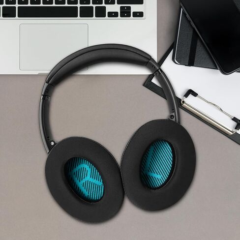 GEVO Cooling Gel Ear Pads for Bose QC25 Headphones, Replacement Ear Pads for Bose QuietComfort QC2 QC15 Ae2 Ae2i Ae2w Headphones, Breathable Sports Fabric, Extra Thick & Cooler for Longer (Black) in Saudi Arabia