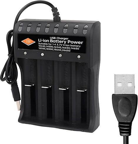 18650 أربع فتحات شاحن بطارية ليثيوم أيون ذكي USB شحن سريع متوافق مع 10400 14500 16340 16650 14650 18350 18500 18650 26650 شاحن بطارية in Kuwait