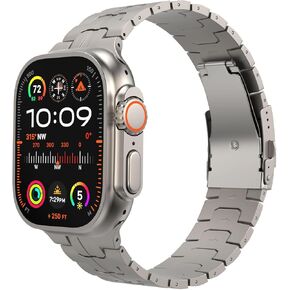 MoKo Titanium Band Compatible with Apple Watch Ultra 2 Strap 49mm 45mm 44mm 42mm, Metal Strap with Folding Clasp for iWatch Ultra SE Series 9 8 7 6 5 4 3 2 1 Replacement Wristbband for Men