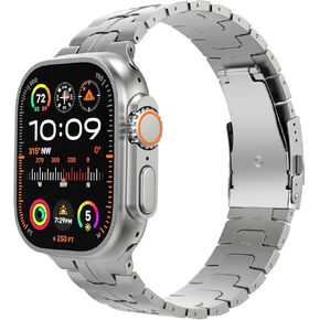 MoKo Titanium Band Compatible with Apple Watch Ultra 2 Strap 49mm 45mm 44mm 42mm, Metal Strap with Folding Clasp for iWatch Ultra SE Series 9 8 7 6 5 4 3 2 1 Replacement Wristbband for Men
