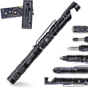 Tactical Pen 8 in 1 Multitool with Phone Holder, Stylus Pen Gifts for Men EDC Pen for Self Defense, Daily Use, Outdoors, Survival Gear