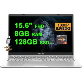 ASUS VivoBook 15 Business Laptop 15.6" FHD Anti-Glare AMD Ryzen 3 3250U 8GB RAM 128GB SSD USB-C VGA Camera SonicMaster Win11 w/ICP Accessory