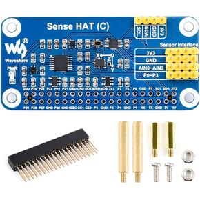 waveshare Sense HAT (C) for Raspberry Pi 4/3 B+/3 B/2 B/B+/3 A+/A+/Zero/Zero W Onboard Multi Powerful Sensors Supports External Sensor with 40PIN GPIO Extension Header and I2C Interface