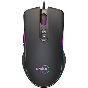 ماوس ألعاب UMILA PC مع أزرار جانبية، ماوس سلكي، أجهزة كمبيوتر محمولة ماوس RGB، قابل للتعديل 8000 نقطة في البوصة، متوافق مع أجهزة الكمبيوتر التي تعمل بنظام Windows، أسود in Kuwait