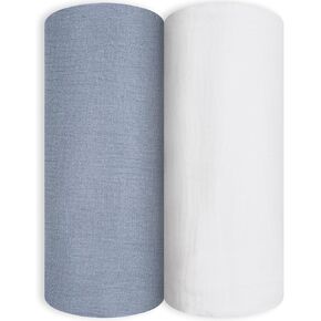 Muslin Swaddle Blankets for Newborn Boys and Girls Burping Clothes, Skin-Friendly Large Size Suitable for Infant Baby Breathable Swaddle Wrap(2 Pack)