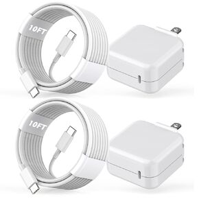10FT Mac Book Air Mac Book Pro Charger Fast Charging, 2Pack 30W USB C Charger Phone Laptop Charger 10Foot Extra Long USB C Cable for MacBook Pro 16/15/14/13 Inch,MacBook Air 13 Inch/iPad Pro/iPhone 15