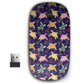 2.4G Ergonomic Portable USB Wireless Mouse for PC, Laptop, Computer, Notebook with Nano Receiver (Sea Turtles Algae)