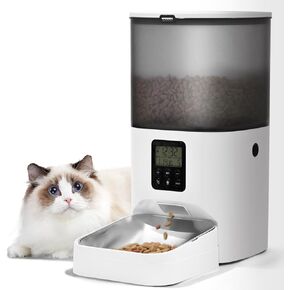 Automatic Cat Feeder, 4L Cat Food Dispenser with Timer Interactive Voice Recorder, Auto Cat Feeder with Desiccant Bag 1-8 Meals Dry Food, White Translucent in Kuwait