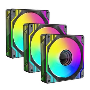 PANO-MOUNTS 120mm Infinity Mirror ARGB Fan 5V 3Pin Addressable RGB PWM PC Computer CPU Case Cooling Fan 600-1800RPM White 3-Pack