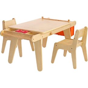 MEEDEN Kids Table and Chair Set, Kids Art Table with 2 Stools, Storage Bag & Paper Roll, Kids Desk & Chair Set, Craft Table and Chairs for Toddlers, Toddler Wooden Table,[50''L×23.6''W×22.5''H]