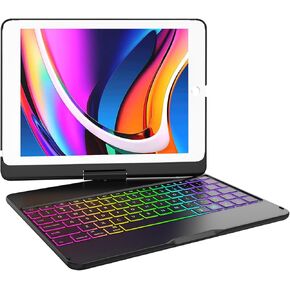 HZD Keyboard Case for iPad 5th/6th Gen 2017/2018 - iPad Air 2/1 iPad Case with Keyboard, 360 Screen Rotation - Wireless/BT - Backlit 10 Color Keyboard Case for iPad Pro 9.7, Auto Sleep/Wake - Black in Kuwait