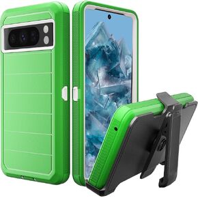 Designed for Google Pixel 8 Pro Case with Belt Clip & Kickstand, Full-Body Triple Layers Rugged Case for Pixel 8 pro 5G 6.7 inch Phone (Black+Orange)