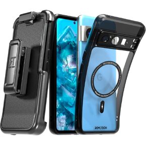 for Google Pixel 8 Pro (2023) Case with Belt Clip Holster - Compatible with Magsafe Base Phone Case for Google Pixel 8 Pro - Black