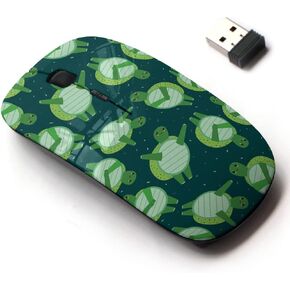 2.4G Wireless Mouse with Cute Pattern Design for All Laptops and Desktops with Nano Receiver - Turtles Backdrop Colorful