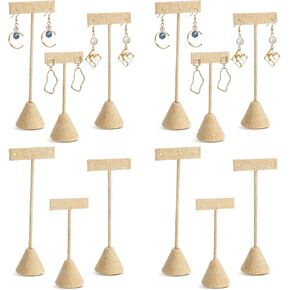 Marsui 12 Pcs Black Velvet T Bar Display Earring Holders Set Earring T Stand Display Earring Display for Selling with 3 Different Heights for Jewelry Earrings Showroom Trade Display