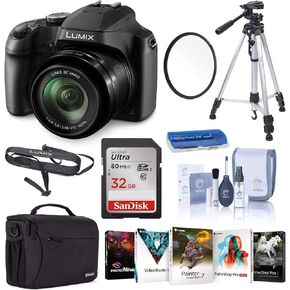 Panasonic Lumix DC-FZ80 4K Digital Camera, 18.1 Megapixel, 60x Zoom 20-1200mm Lens Starter Bundle with Case, Tripod, UV Filter, 32GB SD Card and Accessories
