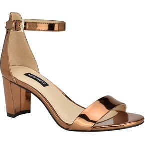 صندل نسائي بكعب بروس من Nine West، لون برونزي لامع 751، 6.5