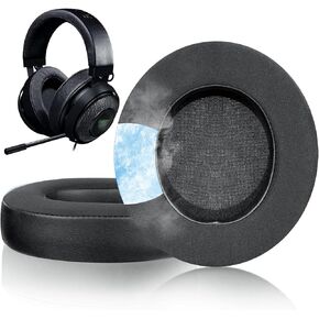 SOULWIT Headphones Ear Pads Cushions Replacement for Razer Kraken Pro V2, Kraken 7.1 V2, Kraken Stormtrooper Headset, Earpads with Softer Protein Leather-PL Grey