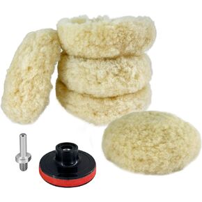5PCS 3" Wool Polishing Pad,Polishing Pads Cutting Pads Hook Loop Polishing Pad for Car Buffer Polisher Compounding, Polishing and Waxing