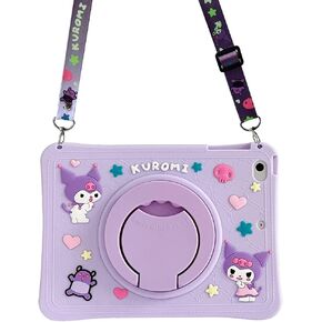 Compatible with iPad 10th Generation Case（ iPad 10.9-Inch Tablet Case Cover 2022）,360° Rotatable Kickstand Shock-Absorption Cute Cartoon with Pencil Slot with Lanyard case (Mauve)