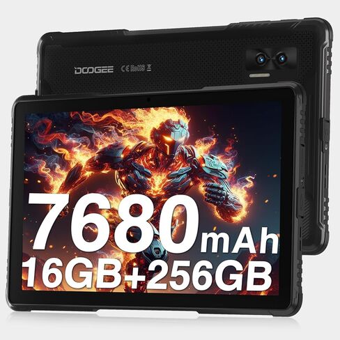 DOOGEE R08 جهاز لوحي متين Android 13، 7680 مللي أمبير في الساعة 10.1 بوصة 2K FHD+، 16(6+10 افتراضي) GB+256 جيجابايت كمبيوتر لوحي مقاوم للماء، 13 ميجابكسل ثماني النواة IP68&IP69K/شريحتين 4G LTE/5G WiFi/Face ID/GPS/OTG in Kuwait