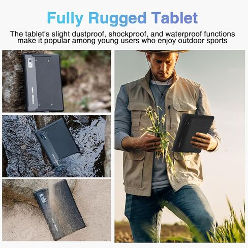 DOOGEE R08 جهاز لوحي متين Android 13، 7680 مللي أمبير في الساعة 10.1 بوصة 2K FHD+، 16(6+10 افتراضي) GB+256 جيجابايت كمبيوتر لوحي مقاوم للماء، 13 ميجابكسل ثماني النواة IP68&IP69K/شريحتين 4G LTE/5G WiFi/Face ID/GPS/OTG in Kuwait