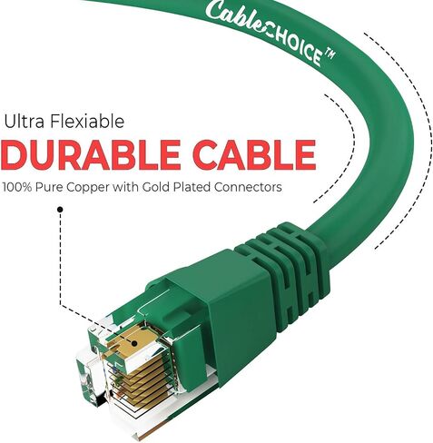 GOWOS Cat6 Ethernet Cable (10 FT - Green) 24AWG Network Cable with Gold Plated RJ45 Snagless/Molded/Booted Connector - 10 Gigabit/Sec High Speed LAN Internet/Patch Cable - 550MHz in Saudi Arabia