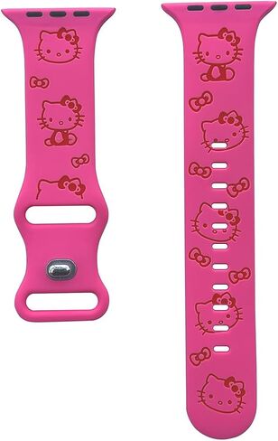 Cute Cartoon Engraved Bands Compatible with Apple Watch Band 40mm 41mm 38mm 42mm 44mm 45mm 49mm Women, Two-Tone Silicone Sport Strap for iWatch Band Series 9 8 7 6 5 4 SE Ultra 2 in Saudi Arabia