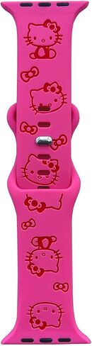 Cute Cartoon Engraved Bands Compatible with Apple Watch Band 40mm 41mm 38mm 42mm 44mm 45mm 49mm Women, Two-Tone Silicone Sport Strap for iWatch Band Series 9 8 7 6 5 4 SE Ultra 2 in Saudi Arabia