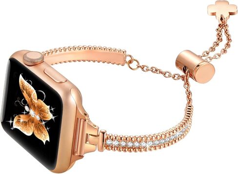 Fastgo Bling متوافق مع سوار ساعة Apple للنساء 41 مم 40 مم 38 مم 42 مم 44 مم 45 مم 49 مم، سوار معدني دايموند أنيق لساعة Iwatch، ذهبي in Kuwait