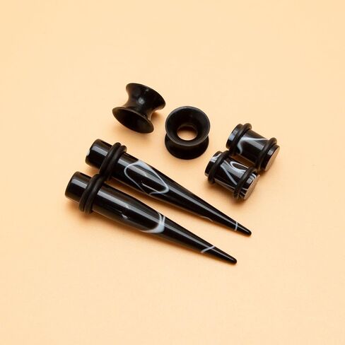 Marsrut 50 PCS Acrylic Gauge Kit Tapers Heart Tunnels Plug 14G-0000G Ear Stretching Set for Starter Expanders, Body Piercing Jewelry - Blue in Saudi Arabia