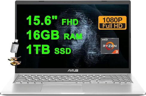 ASUS VivoBook 15 Business Laptop 15.6" FHD Anti-Glare AMD Ryzen 3 3250U 8GB RAM 128GB SSD USB-C VGA Camera SonicMaster Win11 w/ICP Accessory in Saudi Arabia
