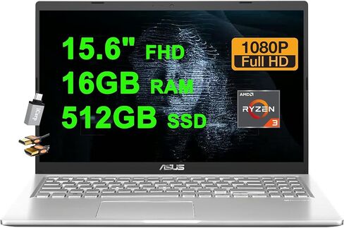 ASUS VivoBook 15 Business Laptop 15.6" FHD Anti-Glare AMD Ryzen 3 3250U 8GB RAM 128GB SSD USB-C VGA Camera SonicMaster Win11 w/ICP Accessory in Saudi Arabia