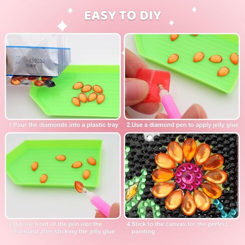 مجموعات الفن الماسي من Savgkoyt للأطفال البالغين مع إطار خشبي للفنون والحرف اليدوية للأطفال الذين تتراوح أعمارهم بين 4-6-8-10 سنوات، مجموعة فنية من الأحجار الكريمة للأطفال، إطار فني للأطفال، إطار فني للأطفال، فن الماس لعيد الميلاد (زهرة) in Kuwait