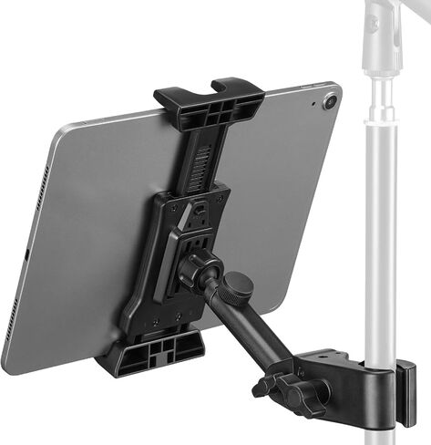 LEKATO Tablet Holder for Mic Stand, Adjustable Microphone Music Stand Phone Holder Mount, Compatible with iPad, iPhone, All 4.7-13.5 Inches Tablets & Smartphones in Kuwait