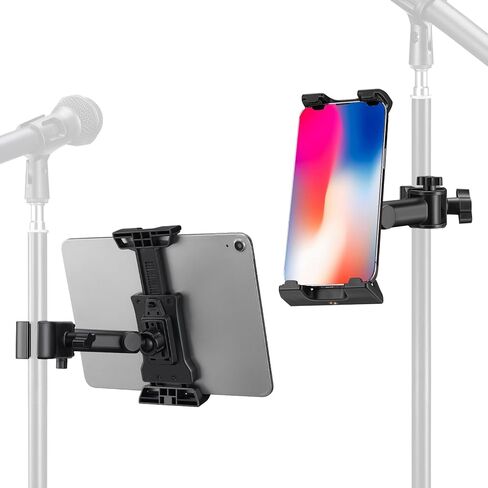 LEKATO Tablet Holder for Mic Stand, Adjustable Microphone Music Stand Phone Holder Mount, Compatible with iPad, iPhone, All 4.7-13.5 Inches Tablets & Smartphones in Kuwait
