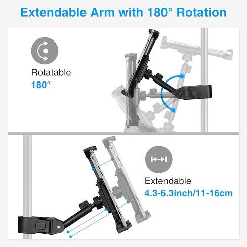 LEKATO Tablet Holder for Mic Stand, Adjustable Microphone Music Stand Phone Holder Mount, Compatible with iPad, iPhone, All 4.7-13.5 Inches Tablets & Smartphones in Kuwait