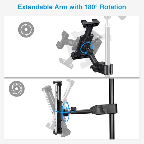 LEKATO Tablet Holder for Mic Stand, Adjustable Microphone Music Stand Phone Holder Mount, Compatible with iPad, iPhone, All 4.7-13.5 Inches Tablets & Smartphones in Kuwait