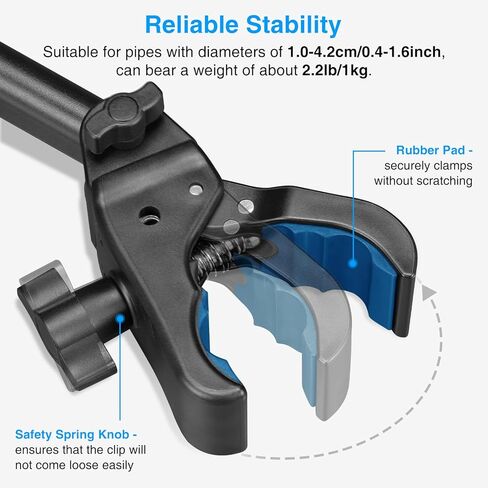 LEKATO Tablet Holder for Mic Stand, Adjustable Microphone Music Stand Phone Holder Mount, Compatible with iPad, iPhone, All 4.7-13.5 Inches Tablets & Smartphones in Kuwait