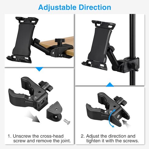 LEKATO Tablet Holder for Mic Stand, Adjustable Microphone Music Stand Phone Holder Mount, Compatible with iPad, iPhone, All 4.7-13.5 Inches Tablets & Smartphones in Kuwait