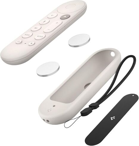 Spigen Silicone Fit Designed for Google TV (4K) Voice Remote 2024 Remote Case Cover with Shockproof Magnetic Technology and Wrist Strap (Metal Plate and Magnetic Included) - Hazel in Saudi Arabia