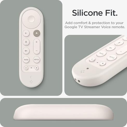 Spigen Silicone Fit Designed for Google TV (4K) Voice Remote 2024 Remote Case Cover with Shockproof Magnetic Technology and Wrist Strap (Metal Plate and Magnetic Included) - Hazel in Saudi Arabia