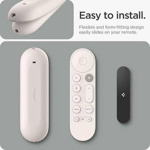 Spigen Silicone Fit Designed for Google TV (4K) Voice Remote 2024 Remote Case Cover with Shockproof Magnetic Technology and Wrist Strap (Metal Plate and Magnetic Included) - Hazel in Saudi Arabia