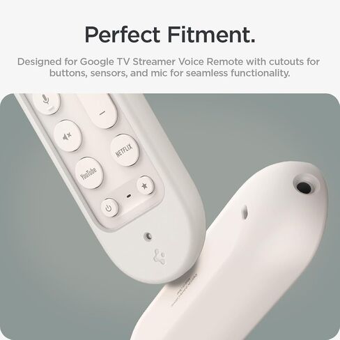 Spigen Silicone Fit Designed for Google TV (4K) Voice Remote 2024 Remote Case Cover with Shockproof Magnetic Technology and Wrist Strap (Metal Plate and Magnetic Included) - Hazel in Saudi Arabia