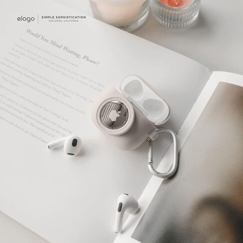 elago Snapshot Compatible with AirPod Case with AirTag Holder (AirPods 3) - Cute Camera Design with Keychain, Durable Silicone, Supports Wireless Charging - Tracking Device Not Included in Kuwait