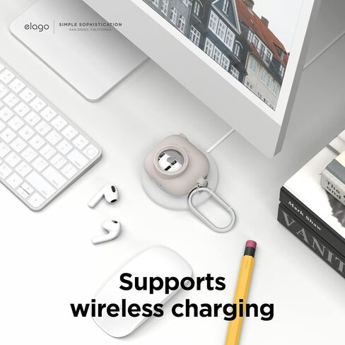 elago Snapshot Compatible with AirPod Case with AirTag Holder (AirPods 3) - Cute Camera Design with Keychain, Durable Silicone, Supports Wireless Charging - Tracking Device Not Included in Kuwait
