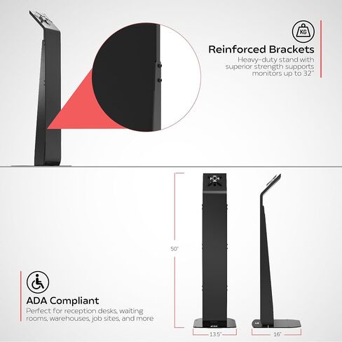 Premium Monitor Floor Stand - CTA Premium Floor Stand for Monitors up 32" - Black - (ADD-PARAFSM) in Saudi Arabia