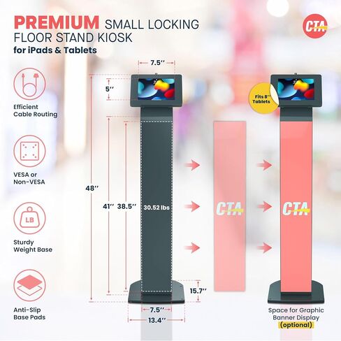 Premium Monitor Floor Stand - CTA Premium Floor Stand for Monitors up 32" - Black - (ADD-PARAFSM) in Saudi Arabia