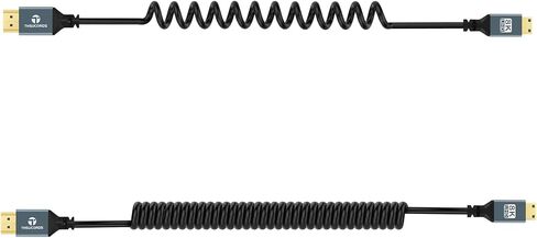 8K Right Angle Mini HDMI to HDMI Coiled Cable 3.3FT, 90 Degree HDMI to Mini HDMI Male to Male Spiral Cord, Support 8K@60Hz 4K@120Hz 48Gbps for Nikon, DSLR, Camcorder, Laptop, Tablet in Saudi Arabia