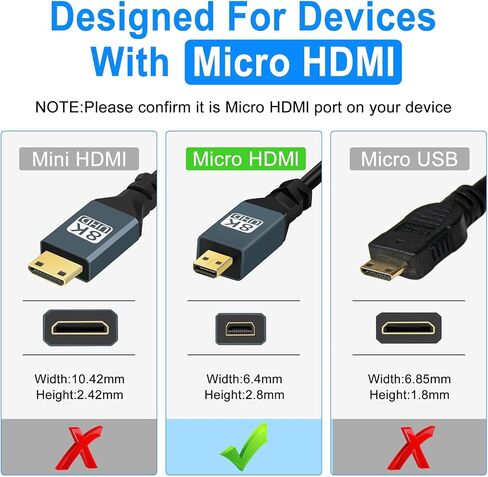8K Right Angle Mini HDMI to HDMI Coiled Cable 3.3FT, 90 Degree HDMI to Mini HDMI Male to Male Spiral Cord, Support 8K@60Hz 4K@120Hz 48Gbps for Nikon, DSLR, Camcorder, Laptop, Tablet in Saudi Arabia
